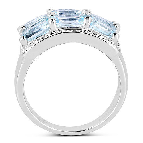 3.60 Carat Genuine Blue Topaz .925 Sterling Silver Ring on sale at MyriadMart
