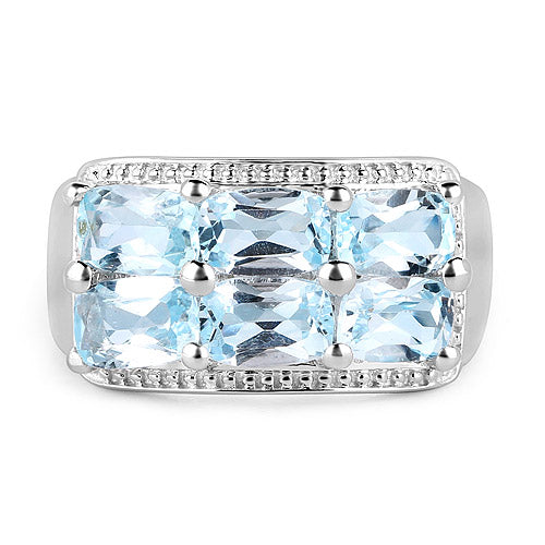 3.60 Carat Genuine Blue Topaz .925 Sterling Silver Ring on sale at MyriadMart
