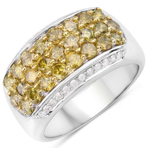 1.91 Carat Genuine Yellow Diamond and White Diamond .925 Sterling Silver Ring on sale at MyriadMart