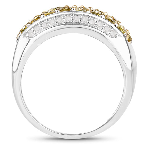 1.91 Carat Genuine Yellow Diamond and White Diamond .925 Sterling Silver Ring on sale at MyriadMart