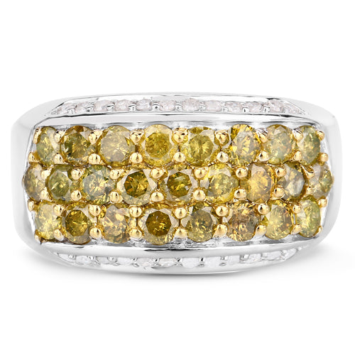 1.91 Carat Genuine Yellow Diamond and White Diamond .925 Sterling Silver Ring on sale at MyriadMart