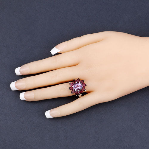 5.65 Carat Genuine Amethyst and Rhodolite .925 Sterling Silver Ring on sale at MyriadMart