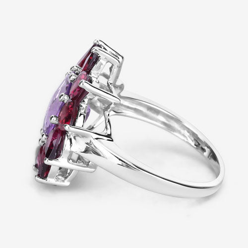 5.65 Carat Genuine Amethyst and Rhodolite .925 Sterling Silver Ring on sale at MyriadMart