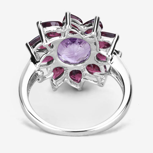 5.65 Carat Genuine Amethyst and Rhodolite .925 Sterling Silver Ring on sale at MyriadMart