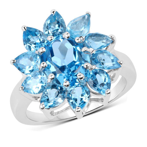 6.35 Carat Genuine Swiss Blue Topaz .925 Sterling Silver Ring on sale at MyriadMart