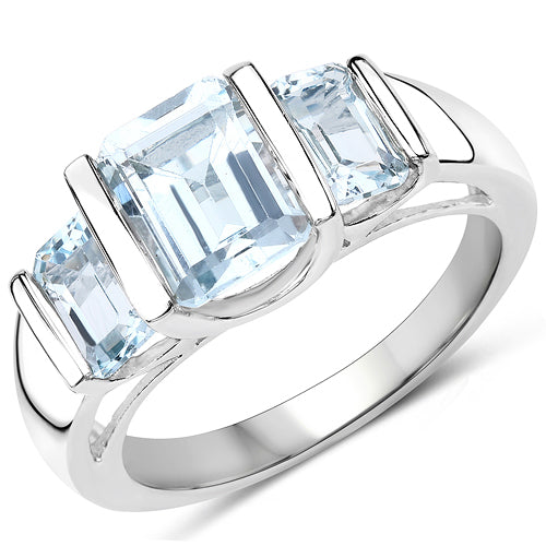 3.21 Carat Genuine Blue Topaz .925 Sterling Silver Ring on sale at MyriadMart