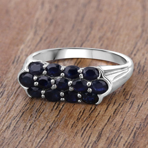 2.60 Carat Genuine Blue Sapphire .925 Sterling Silver Ring on sale at MyriadMart
