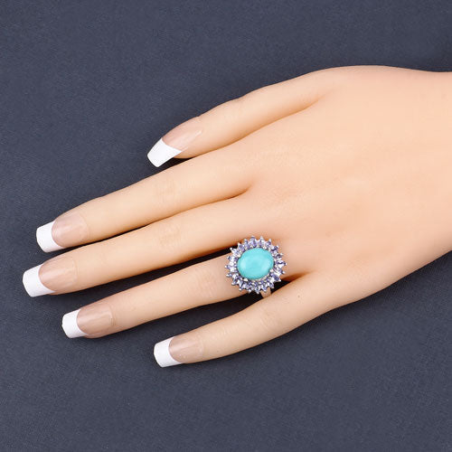 6.10 Carat Genuine Larimar and Tanzanite .925 Sterling Silver Ring on sale at MyriadMart