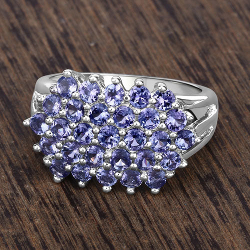 2.03 Carat Genuine Tanzanite .925 Sterling Silver Ring on sale at MyriadMart