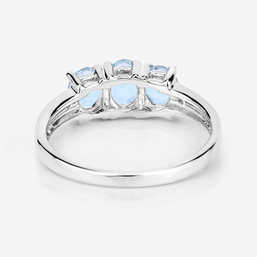 0.95 Carat Genuine Aquamarine and White Diamond .925 Sterling Silver Ring on sale at MyriadMart