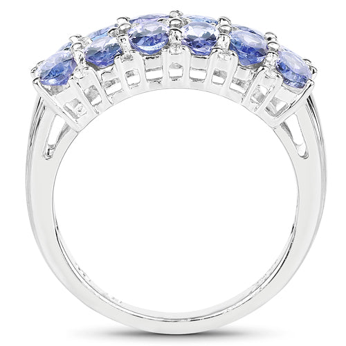 3.16 Carat Genuine Tanzanite & White Topaz .925 Sterling Silver Ring on sale at MyriadMart