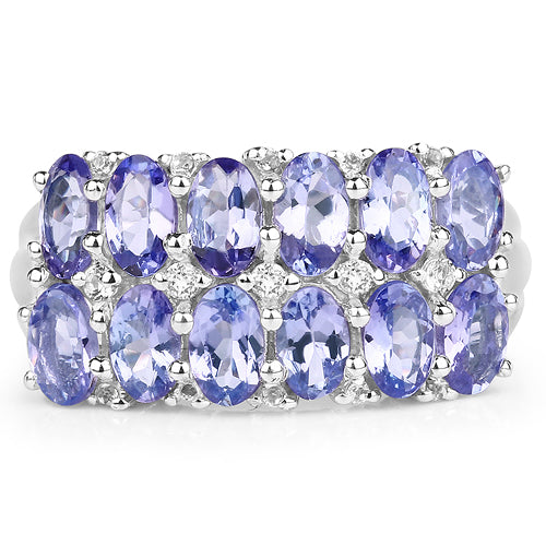 3.16 Carat Genuine Tanzanite & White Topaz .925 Sterling Silver Ring on sale at MyriadMart