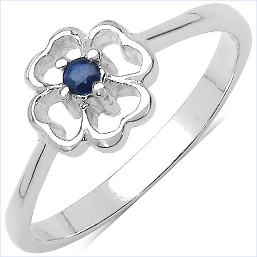 0.07 Carat Genuine Blue Sapphire .925 Sterling Silver Ring on sale at MyriadMart