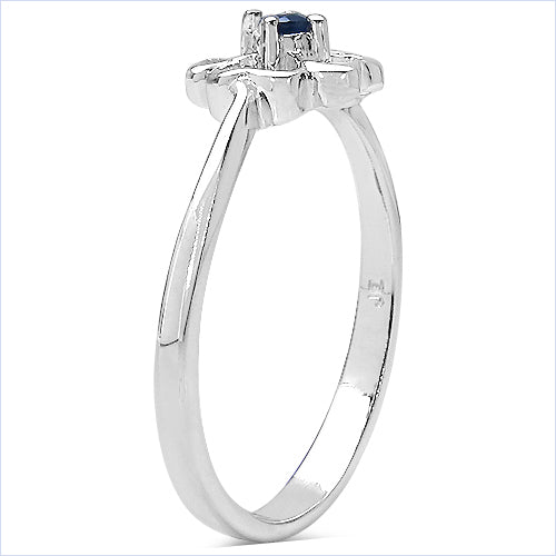 0.07 Carat Genuine Blue Sapphire .925 Sterling Silver Ring on sale at MyriadMart