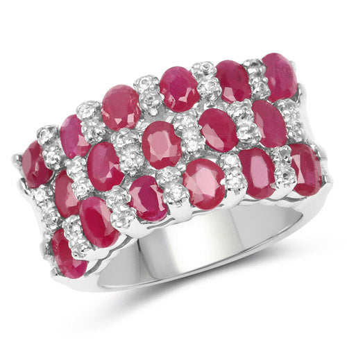 3.69 Carat Genuine Ruby and White Topaz .925 Sterling Silver Ring on sale at MyriadMart