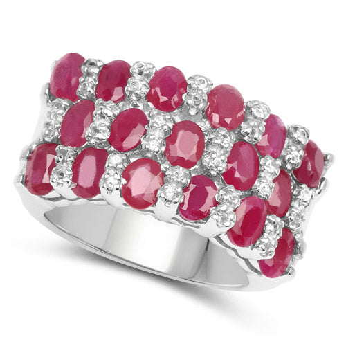 3.69 Carat Genuine Ruby and White Topaz .925 Sterling Silver Ring on sale at MyriadMart