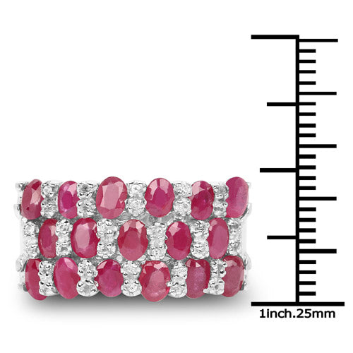 3.69 Carat Genuine Ruby and White Topaz .925 Sterling Silver Ring on sale at MyriadMart