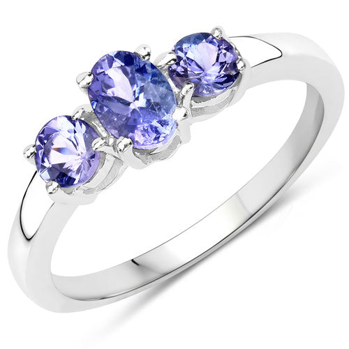 0.90 Carat Genuine Tanzanite .925 Sterling Silver Ring on sale at MyriadMart