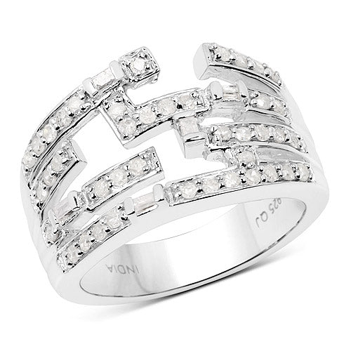 0.60 Carat Genuine White Diamond .925 Sterling Silver Ring on sale at MyriadMart
