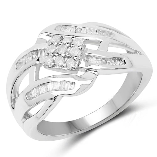 0.62 Carat Genuine White Diamond .925 Sterling Silver Ring on sale at MyriadMart