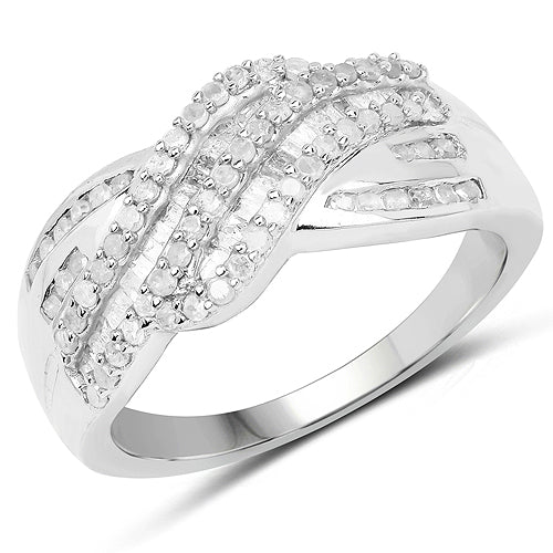 0.64 Carat Genuine White Diamond .925 Sterling Silver Ring on sale at MyriadMart