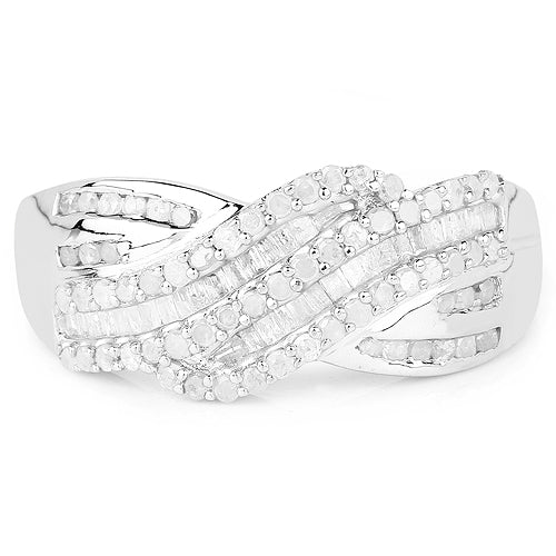 0.64 Carat Genuine White Diamond .925 Sterling Silver Ring on sale at MyriadMart