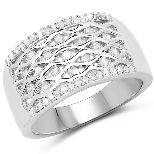 0.41 Carat Genuine White Diamond .925 Sterling Silver Ring on sale at MyriadMart