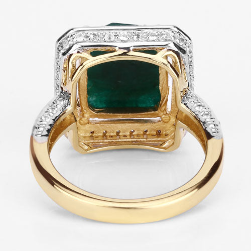 5.18 Carat Dyed Emerald and White Topaz .925 Sterling Silver Ring on sale at MyriadMart