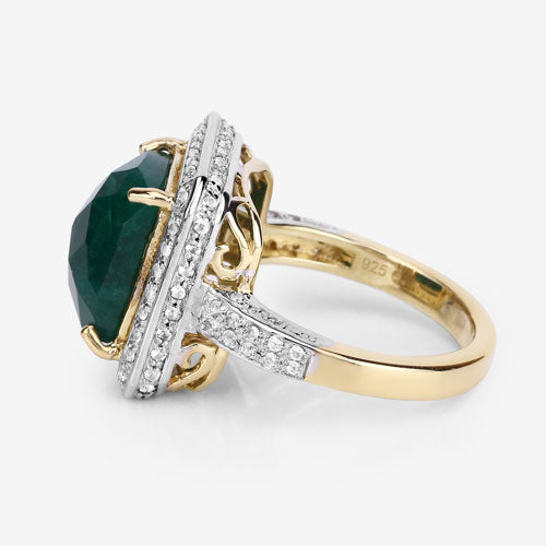 5.18 Carat Dyed Emerald and White Topaz .925 Sterling Silver Ring on sale at MyriadMart