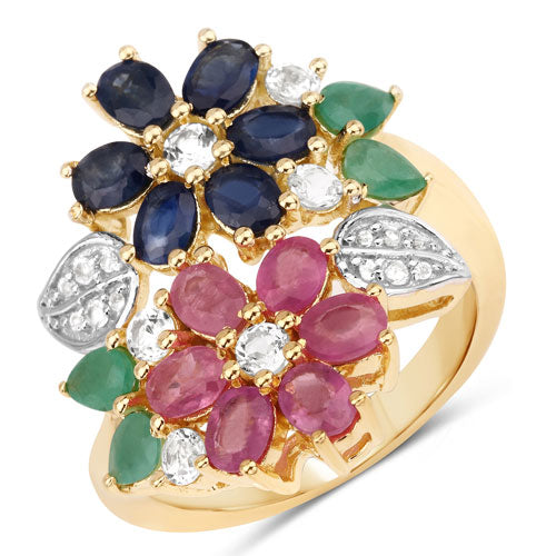 3.65 Carat Genuine Multi Stones .925 Sterling Silver Ring on sale at MyriadMart