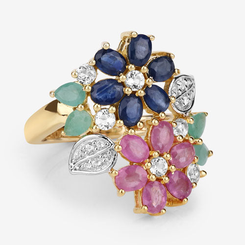 3.65 Carat Genuine Multi Stones .925 Sterling Silver Ring on sale at MyriadMart