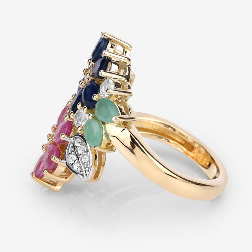 3.65 Carat Genuine Multi Stones .925 Sterling Silver Ring on sale at MyriadMart