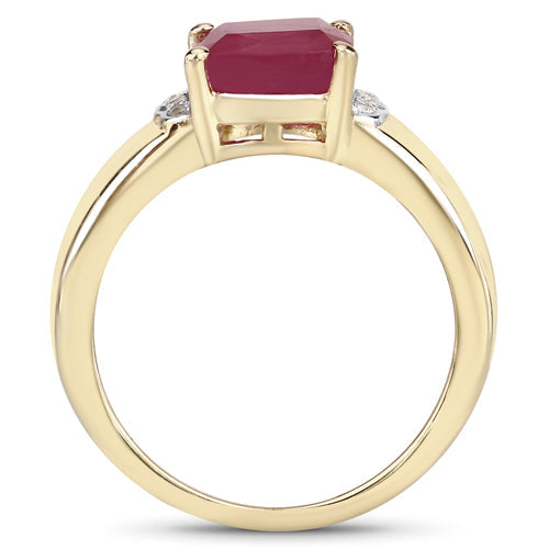3.44 Carat Glass Filled Ruby and White Topaz .925 Sterling Silver Ring on sale at MyriadMart