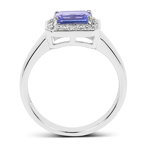 1.12 Carat Genuine Tanzanite and White Topaz .925 Sterling Silver Ring on sale at MyriadMart