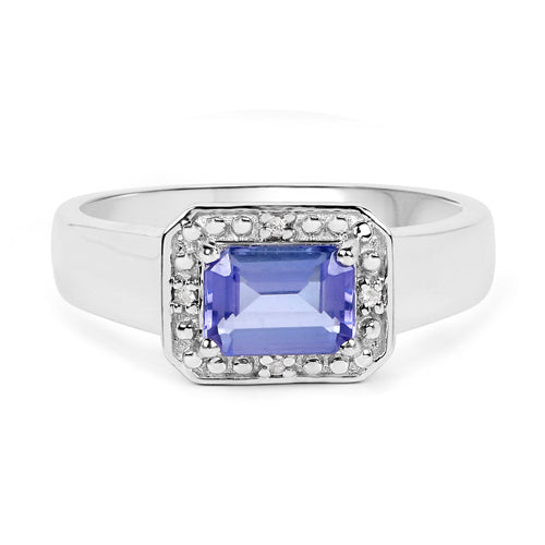 1.12 Carat Genuine Tanzanite and White Topaz .925 Sterling Silver Ring on sale at MyriadMart