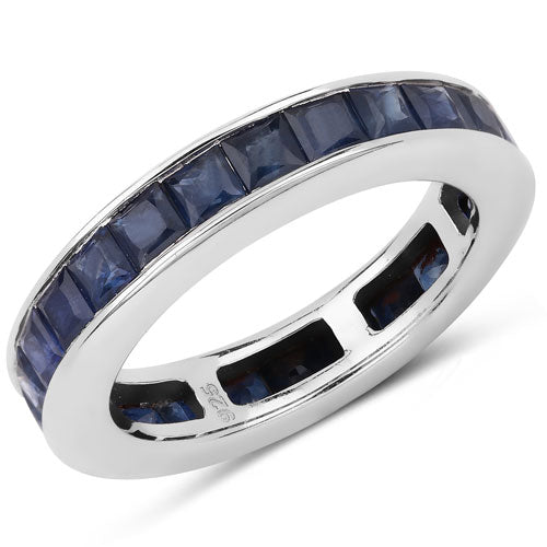 3.12 Carat Genuine Blue Sapphire .925 Sterling Silver Ring on sale at MyriadMart