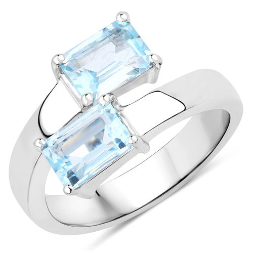 2.14 Carat Genuine Blue Topaz .925 Sterling Silver Ring on sale at MyriadMart