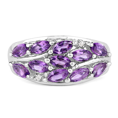 1.67 Carat Genuine Amethyst and White Topaz .925 Sterling Silver Ring on sale at MyriadMart