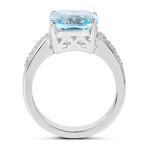 4.62 Carat Genuine Blue Topaz and White Topaz .925 Sterling Silver Ring on sale at MyriadMart