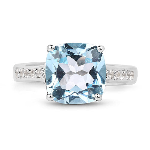 4.62 Carat Genuine Blue Topaz and White Topaz .925 Sterling Silver Ring on sale at MyriadMart