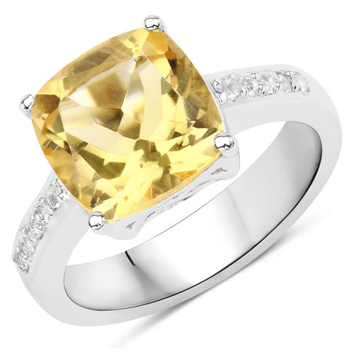 4.12 Carat Genuine Citrine and White Topaz .925 Sterling Silver Ring on sale at MyriadMart