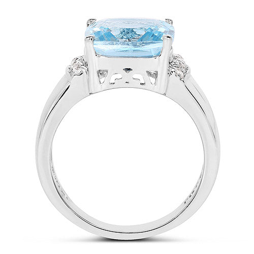 4.58 Carat Genuine Blue Topaz and White Topaz .925 Sterling Silver Ring on sale at MyriadMart
