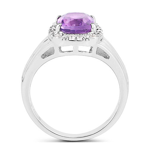 2.13 Carat Genuine Amethyst and White Topaz .925 Sterling Silver Ring on sale at MyriadMart