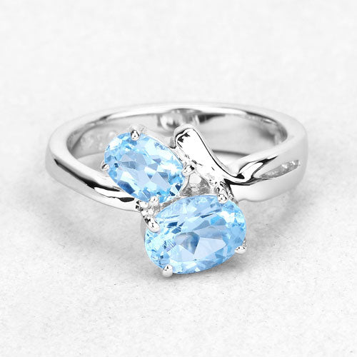 2.55 Carat Genuine Blue Topaz .925 Sterling Silver Ring on sale at MyriadMart