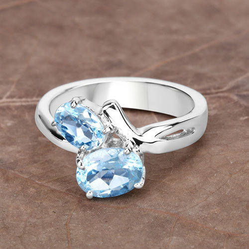 2.55 Carat Genuine Blue Topaz .925 Sterling Silver Ring on sale at MyriadMart