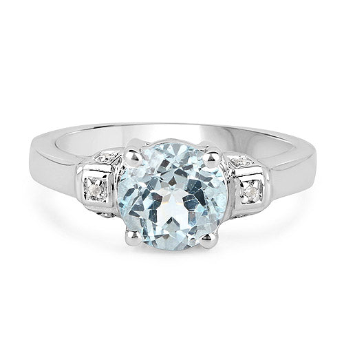 2.28 Carat Genuine Blue Topaz and White Topaz .925 Sterling Silver Ring on sale at MyriadMart
