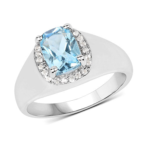 1.62 Carat Genuine Blue Topaz and White Topaz .925 Sterling Silver Ring on sale at MyriadMart