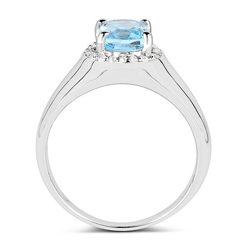 1.62 Carat Genuine Blue Topaz and White Topaz .925 Sterling Silver Ring on sale at MyriadMart