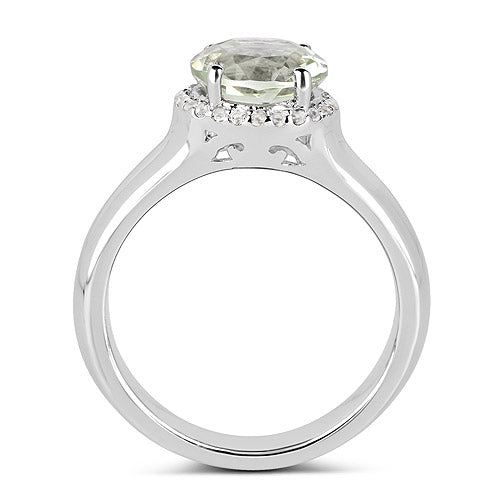 1.87 Carat Genuine Green Amethyst and White Topaz .925 Sterling Silver Ring on sale at MyriadMart