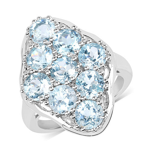 5.40 Carat Genuine Blue Topaz .925 Sterling Silver Ring on sale at MyriadMart